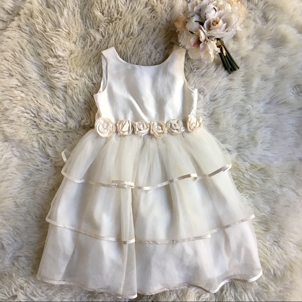 Janie and Jack Special Occasion Cream Silk Dress